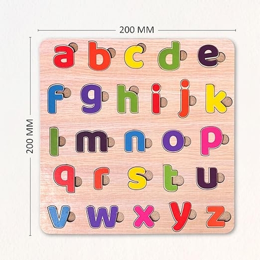 Wooden Lowercase Alphabet Puzzle Board for Kids | a-z Letter Matching Educational Toy