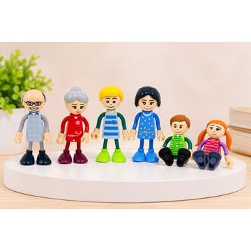 Wooden Family Character Puzzle Set for Kids - Pretend Play