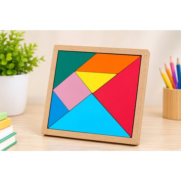 Wooden Tangram Puzzle for Kids - Brain Teaser Shape Game