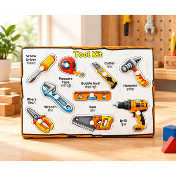 Wooden Peg Puzzle Board with Tool Kit for Kids