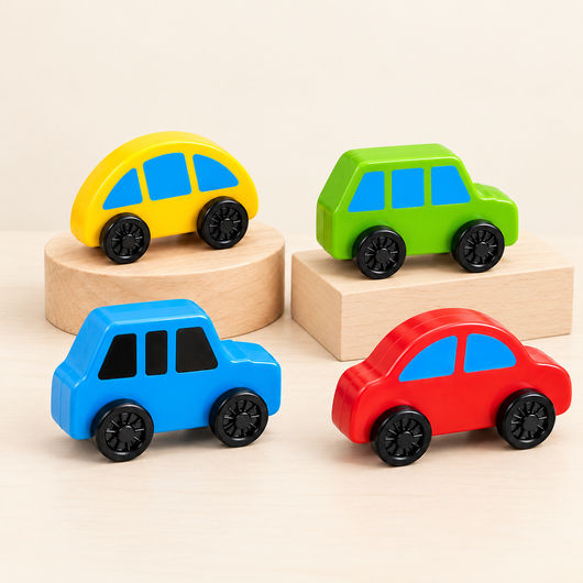 Wooden Car Set of 4 for Kids – Colorful Toy Cars