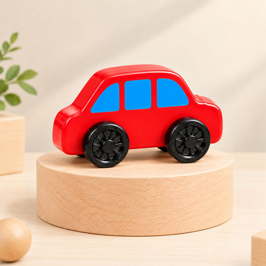 Red Wooden Toy Car for Kids - Single Car
