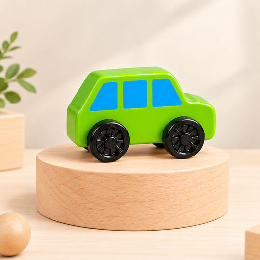 Green Wooden Toy Car for Kids - Single Car
