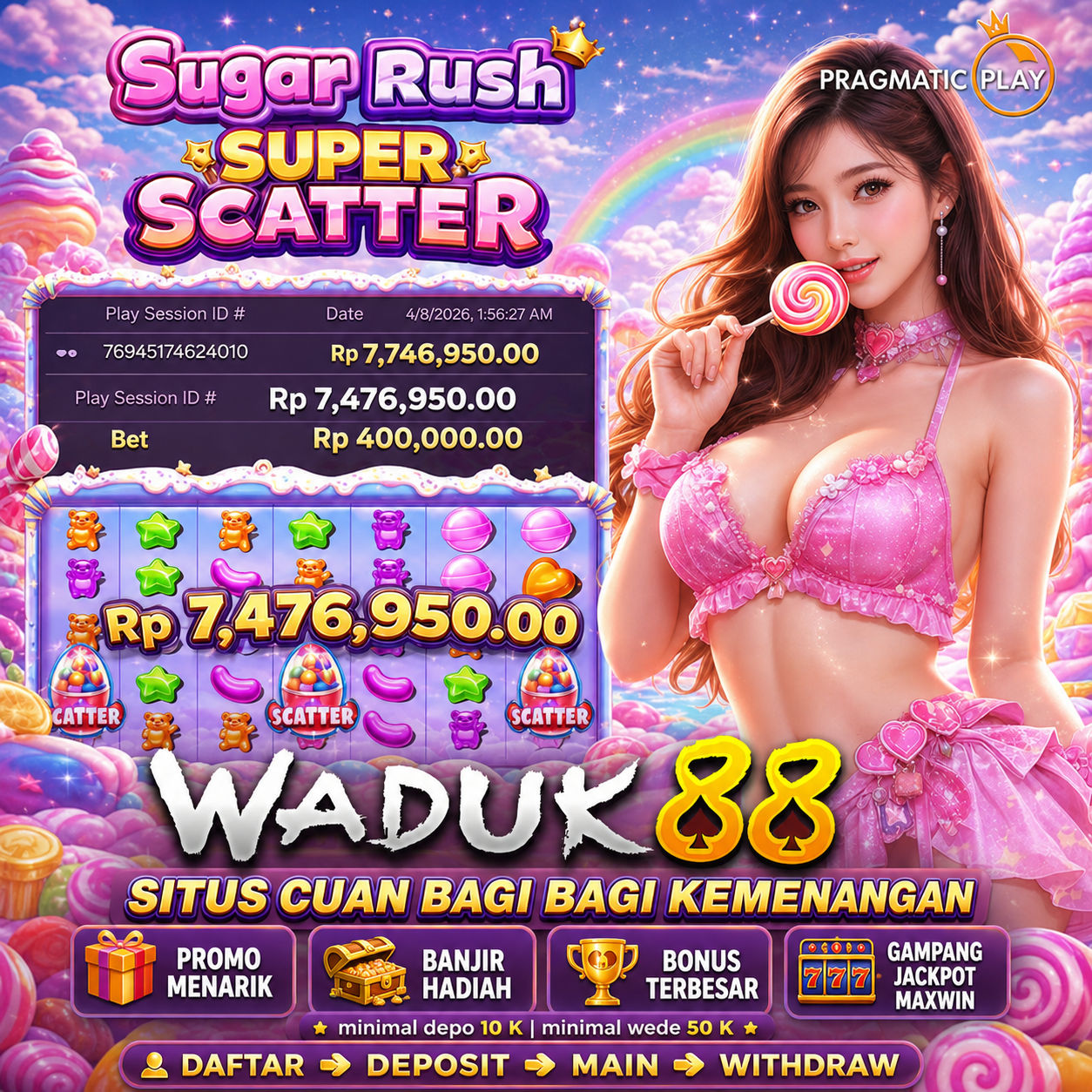 WADUK88: Situs Slot Online Pragmatic Play Sugar Rush Termanis Anti Rungkad & Gampang Maxwin
