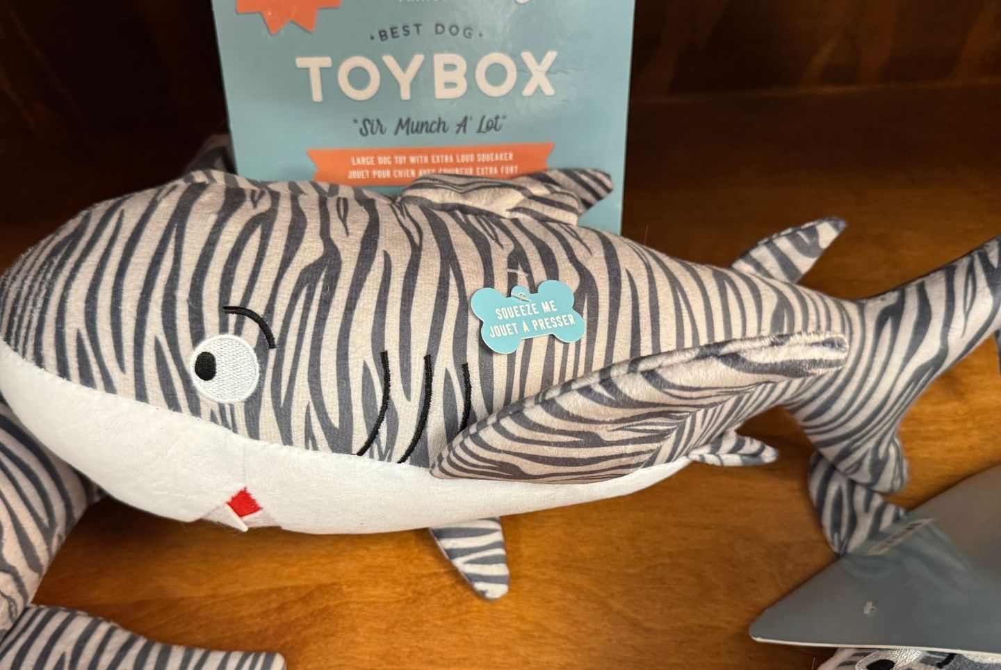 Petshop by Fringe stuffed shark named Sir Munch a Lot, sold at JM Pet Resort & Veterinary Clinic