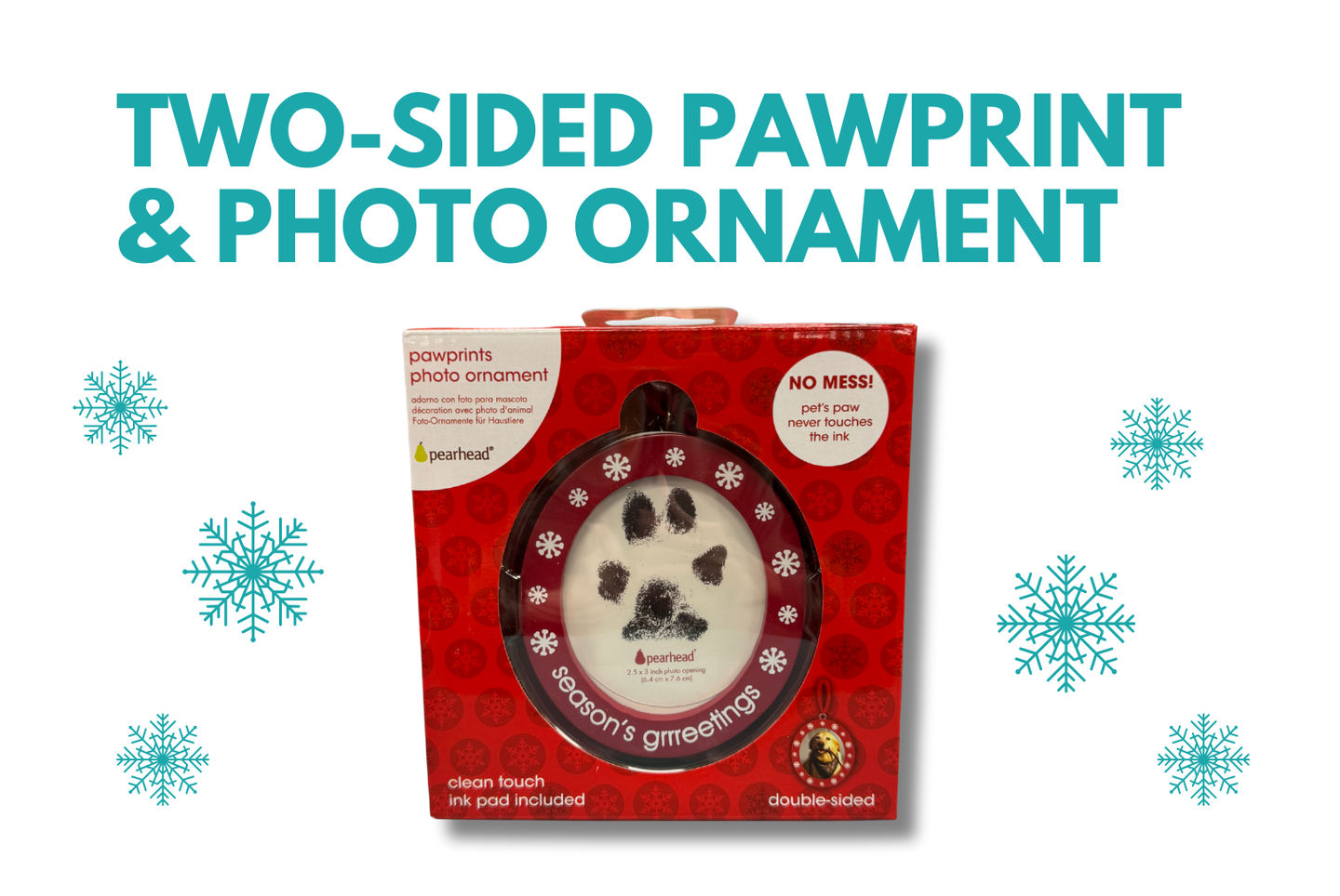 Pearhead Double-sided Pawprint & Photo Ornament