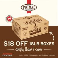 Image of Primal Pet Foods | $18.00 OFF 18LB Bulk Frozen Boxes  Promotion in Cleveland