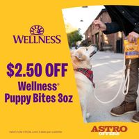 Image of Wellness | $2.50 OFF Wellness Puppy Bites 3oz Promotion in Jacksonville