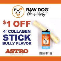 Image of Raw Dog | $1.00 OFF 4in Bully Flavor Collagen Sticks Promotion in Tampa