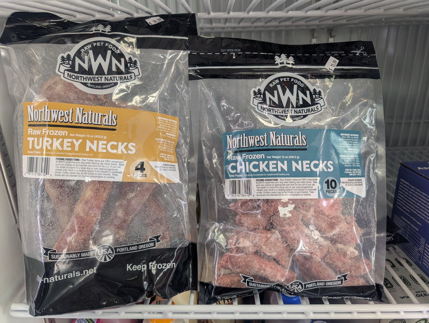 Northwest Naturals frozen turkey and chicken necks