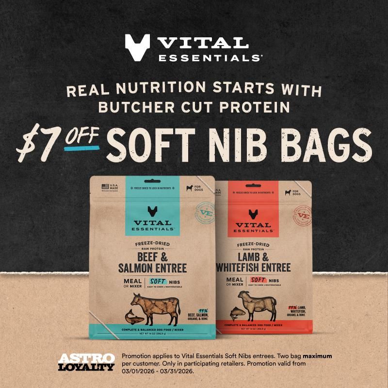 Vital Essentials Freeze-Dried Nibs: Soft + Crunchy Training Bites for Dogs & Cats