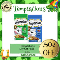 Image of March Sale - Temptations Dry Cat Food 3.15 lb $.50 OFF! Promotion in Beverly Hills