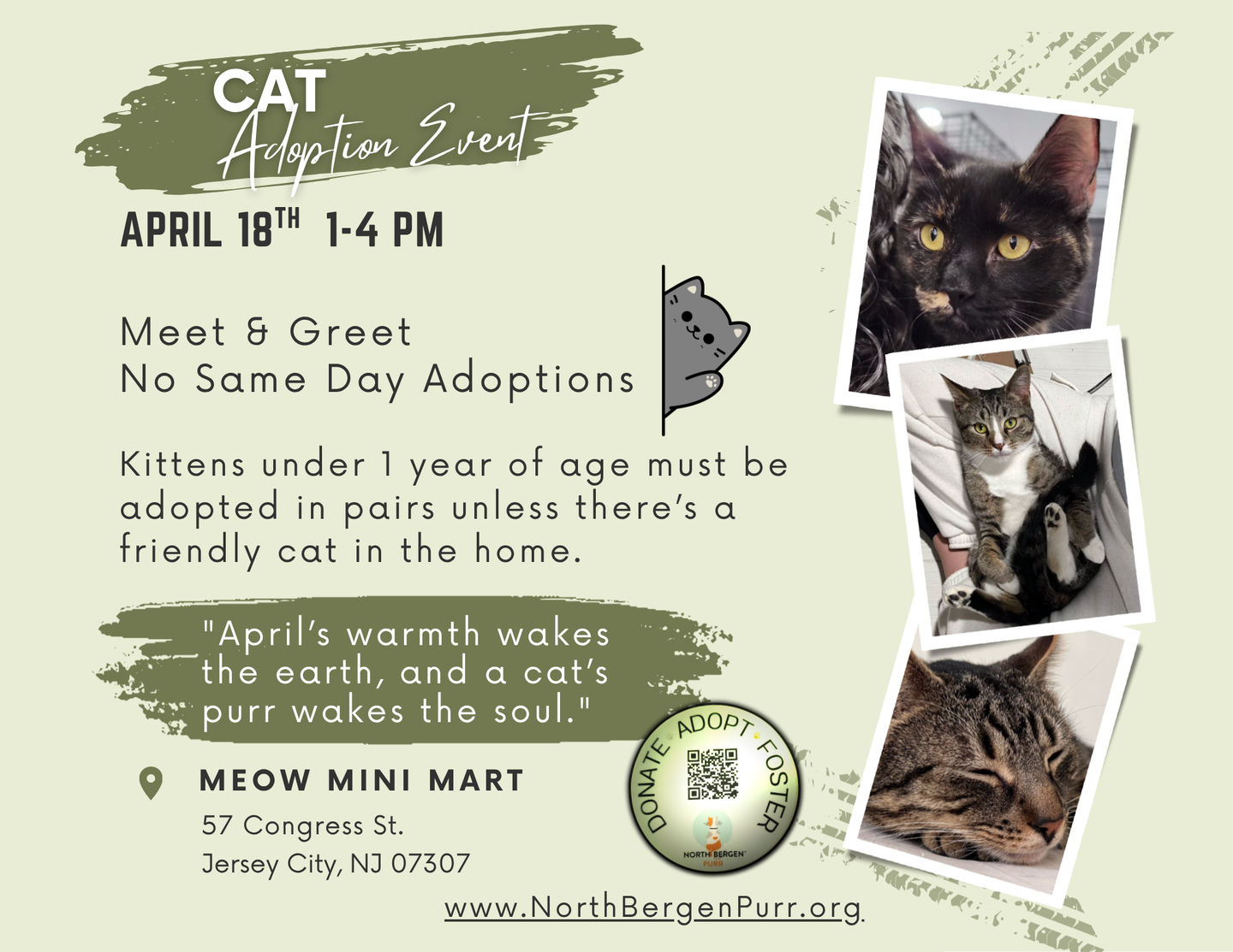 Image of Local Pet Event Meet & Greet Adoption w/North Bergen Purr Nearby
