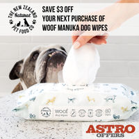 Image of NZ Natural Pet Food | $3.00 OFF Woof Manuka Honey Wipes  Promotion in Sarasota