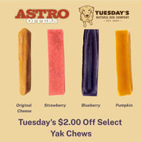 Image of Tuesday's | $2.00 OFF Select Medium Yak Chews Promotion in Amarillo