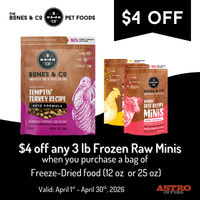 Image of Bones & Co. | $4.00 OFF 3lb Raw Minis with Qualifying Freeze-Dried Food Purchase! Promotion in San Luis Obispo
