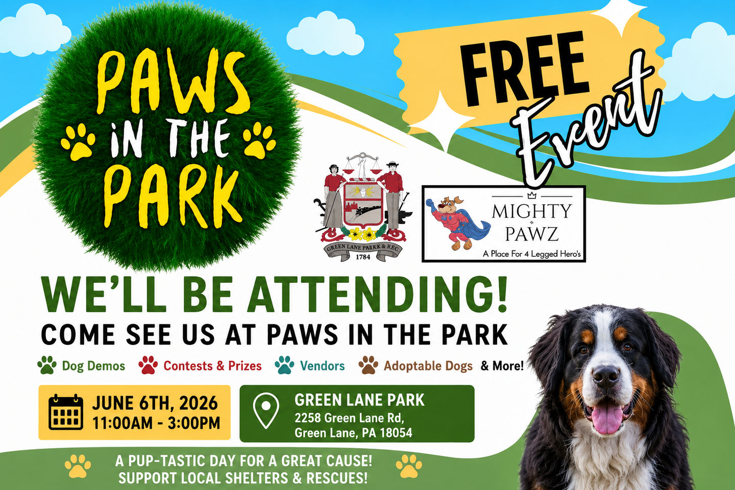 Image of Local Pet Event Paws in the Park at Green Lane Nearby
