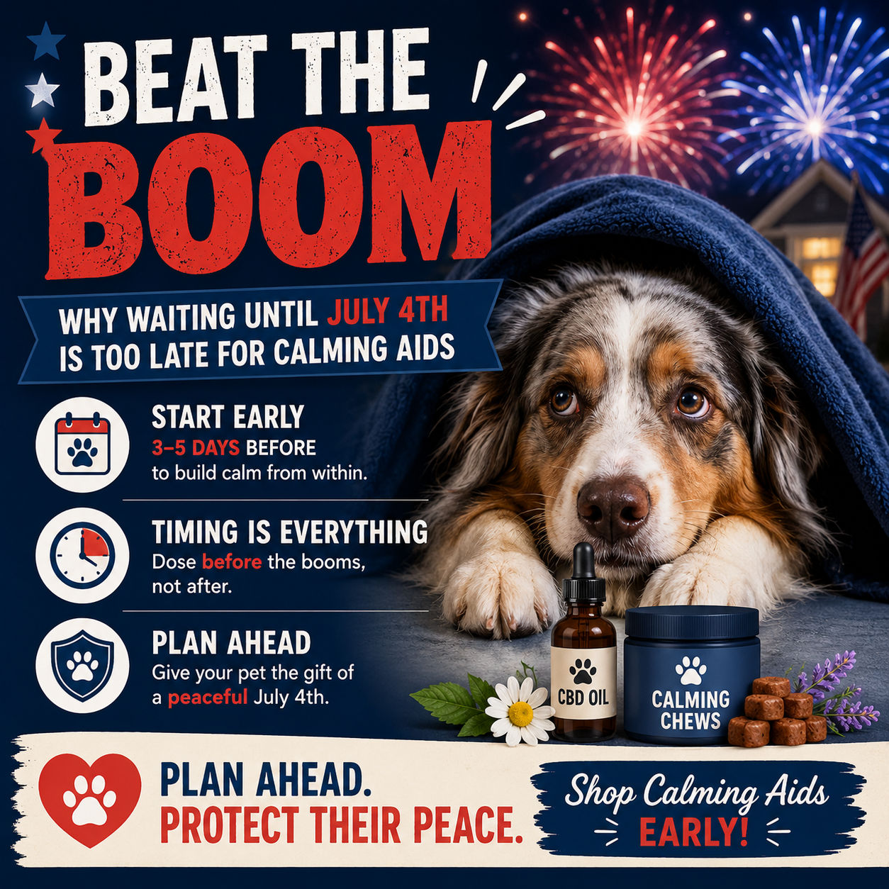 Beat the Boom: Why Waiting Until July 4th is Too Late for Calming Aids