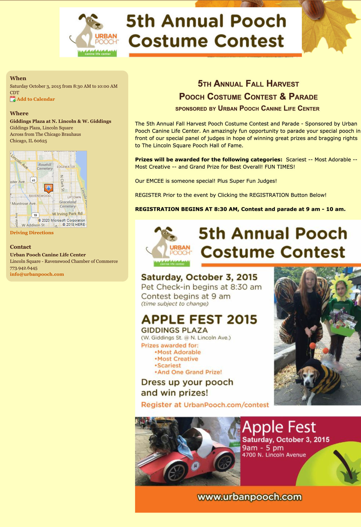 5th Annual Fall Harvest Pooch Costume Contest and Parade