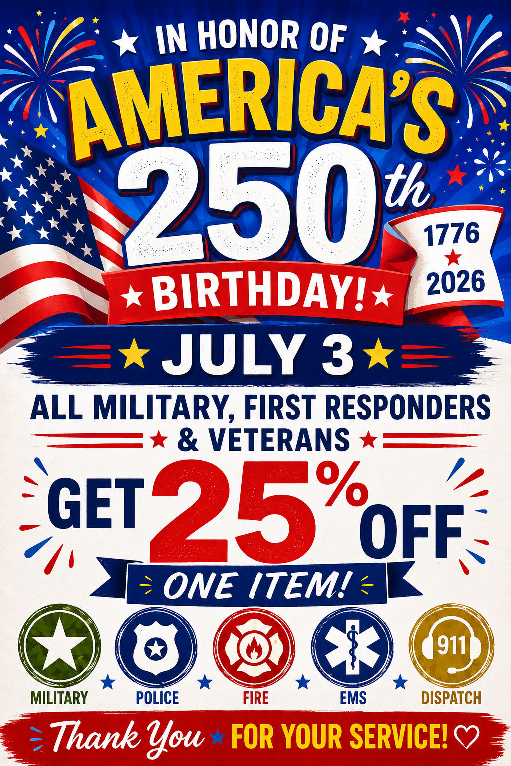 Image of Local Pet Event Celebrating America's Birthday with 25% Off for Our Heros! Nearby
