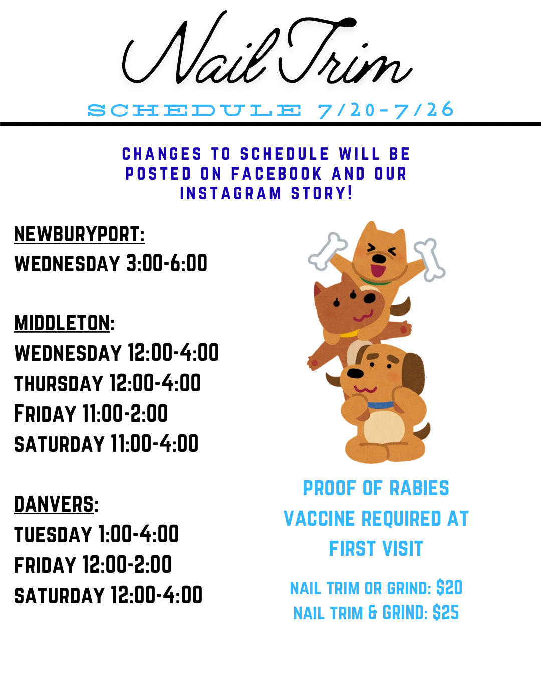 Image of Local Pet Event Nail Trim Schedule 7/19-7/25 Nearby