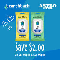 Image of earthbath | $2.00 OFF Ear Wipes & Eye Wipes Promotion in Delta