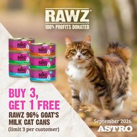 Image of RAWZ | Buy 3, Get 1 FREE on 96% Goat's Milk Cat Cans Promotion in Greenport