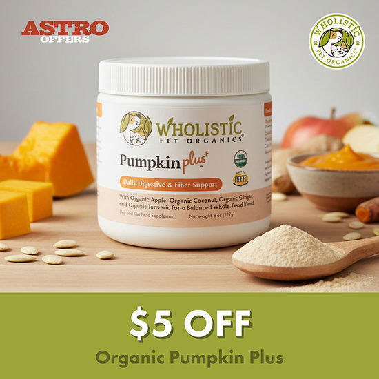 Image of Wholistic Pet Organics | $5.00 OFF Organic Pumpkin Plus Promotion in Sarasota