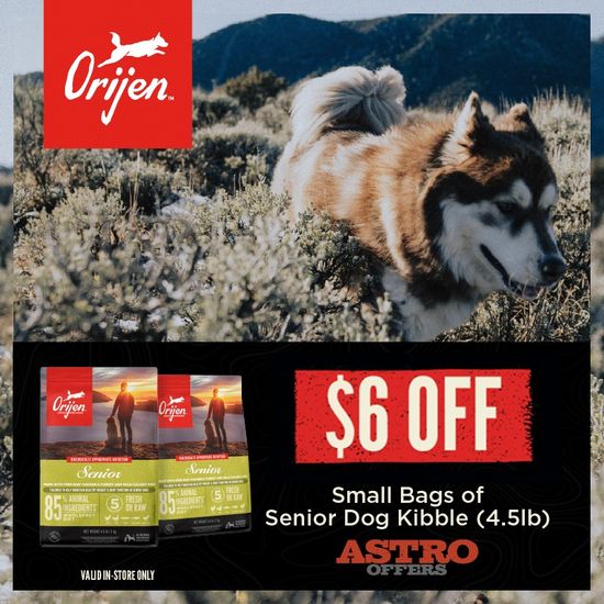 Image of ORIJEN | $6.00 OFF Small Bags of Senior Dog Kibble Promotion in Troy