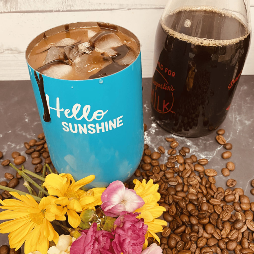 mocha creme cold brew in hello sunshine tumbler
