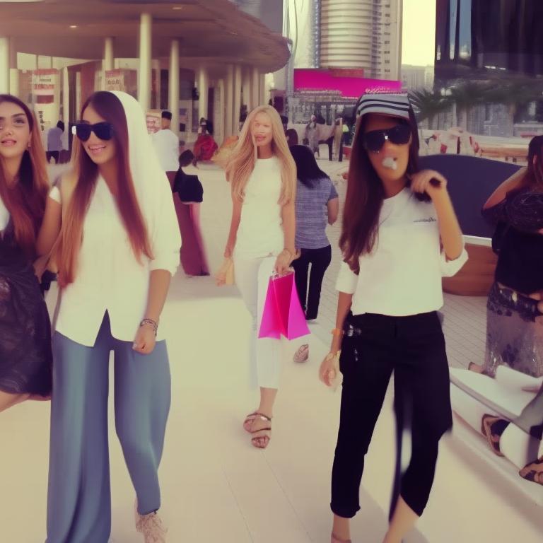 AI-generated image Dubai girls and boys enjoying fashion and shopping realistic cinematic clear HD cannon