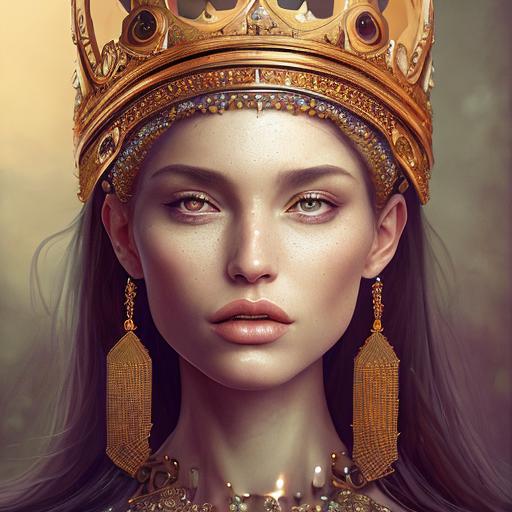 AI-generated image Ultra-realistic design in detail from the Abbasids, studio shot, intricate detail, gorgeous, woman, queen, Oil on canvas, Mood, Evocative illusion, Mysterious, art station, sharp focus, cinematic lighting, studio shot, fine detail, fantastic detail, concept