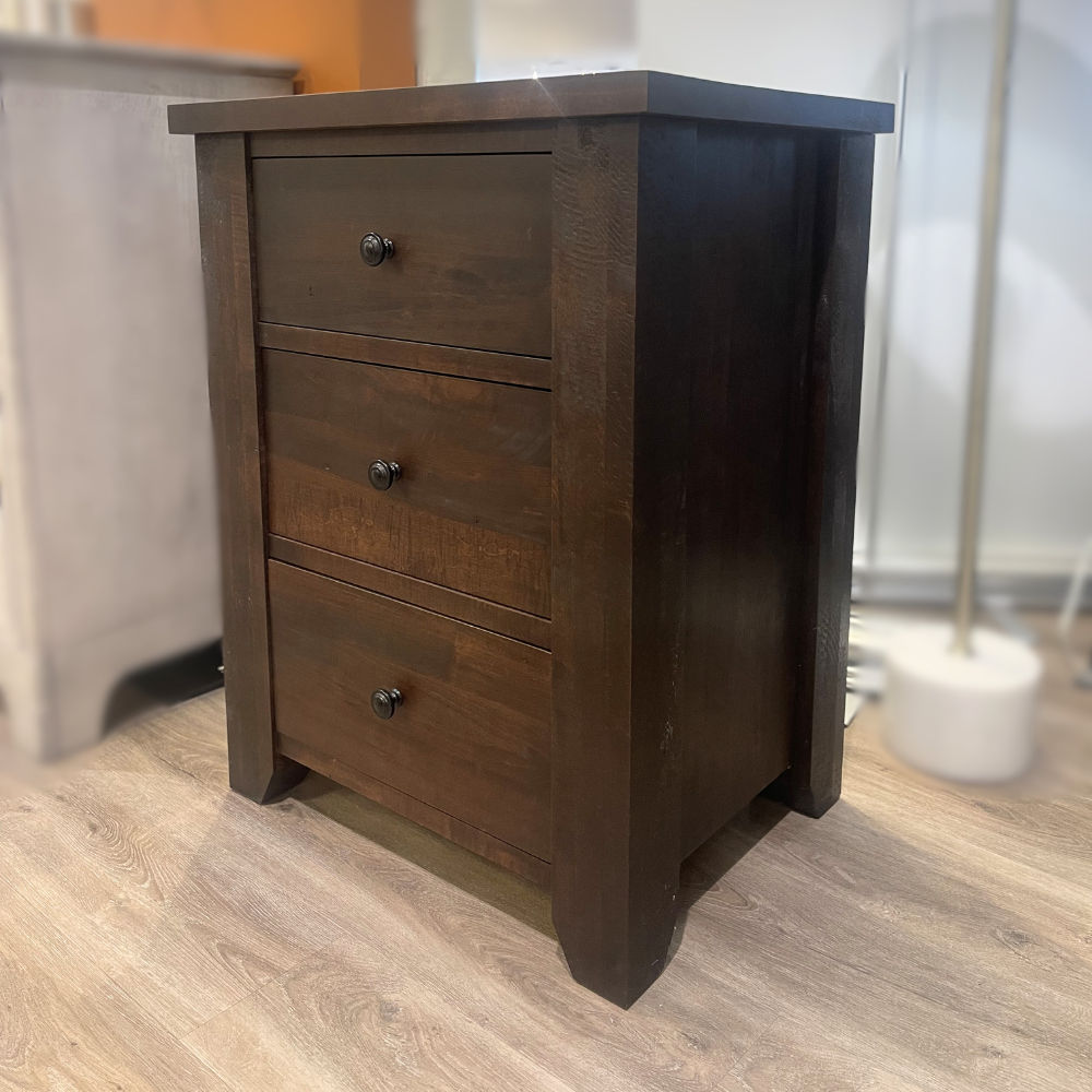 Picture of Vokes | Rough Sawn 3-Drawer Night Table