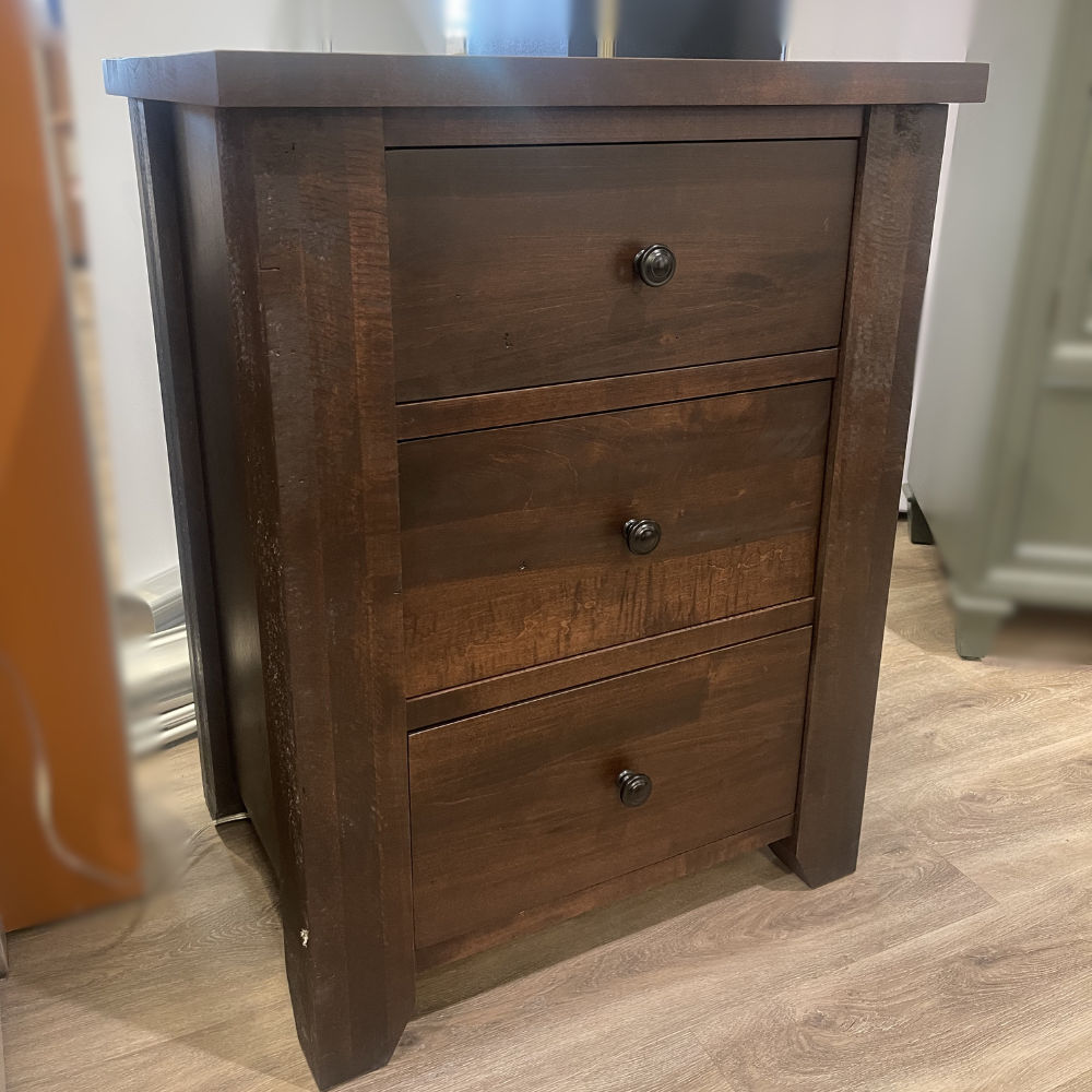 Picture of Vokes | Rough Sawn 3-Drawer Night Table