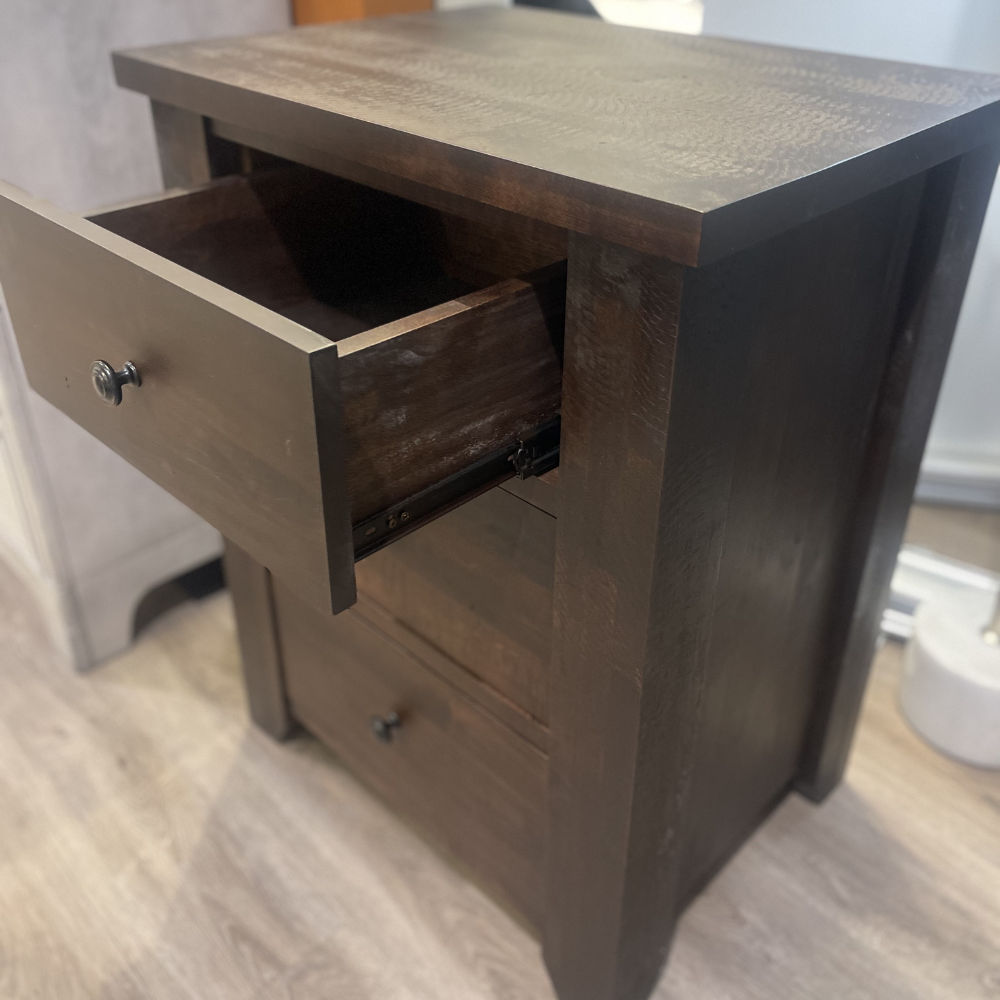 Picture of Vokes | Rough Sawn 3-Drawer Night Table