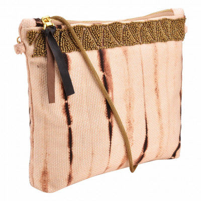 Shibori Clutch bag crossbody bag Hand Embroidery ( Brown )(#1070)-gallery-0