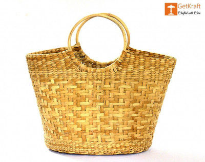 Natural Handwoven Rectangular Wicker Handbag Basket Purse Retro 76   liked on Polyvore featuring bags handbags t  Straw handbags Wicker bags  Rattan bag