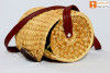 Natural Straw Cylindrical Barrel Bag With long Leather Belt(#1111)-thumb-0