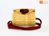 Natural Straw Cylindrical Barrel Bag With long Leather Belt(#1111)-thumb-1
