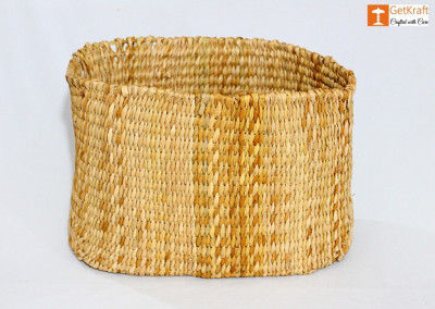 Natural Straw Kauna Large Basket(#1112)-gallery-0