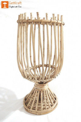 Cane Rattan Lantern Candle Holder (Large)(#1125)-gallery-0