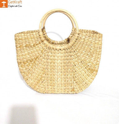 Natural Straw Kauna (U) Hand Bag(#1128)-gallery-0