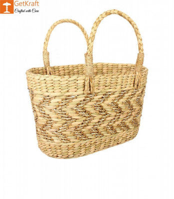 Natural Straw Kauna Grass Tote Bag(#1147)-gallery-0