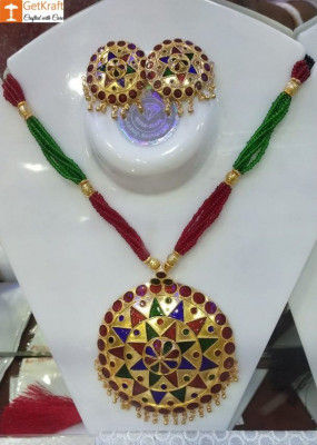 Jaapi Designer Traditional Assamese Necklace Earrings Set For Women(#1154)-gallery-0