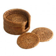 Handmade Drink Cane Rattan Coaster Set(6)(#1157) - Getkraft.com