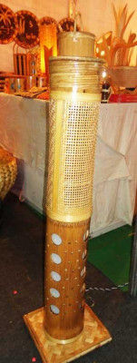 Corner Stand Bamboo Net Lamp(#126)-gallery-0