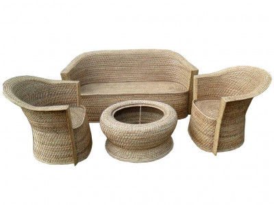 Eco-friendly Stylish Cane Sofa Set Designer Home Decor Set(#137)-gallery-0