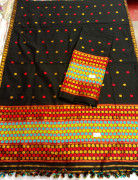 Assamese Staple Cotton Black Mekhela Chador P2(#1403) - Getkraft.com