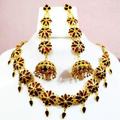 Assamese Traditional Golpata Necklace set For Women(#1530)-gallery-0