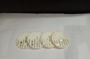 Unique Handicrafts White Marble Mix Brass Mother of Pearls Inlay Coaster Set of 4 pcs Round Shape Customize Marble Work by Vidhi Enterprises (White)(#1628) - Getkraft.com